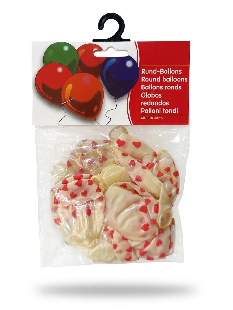 ballons white with red heart