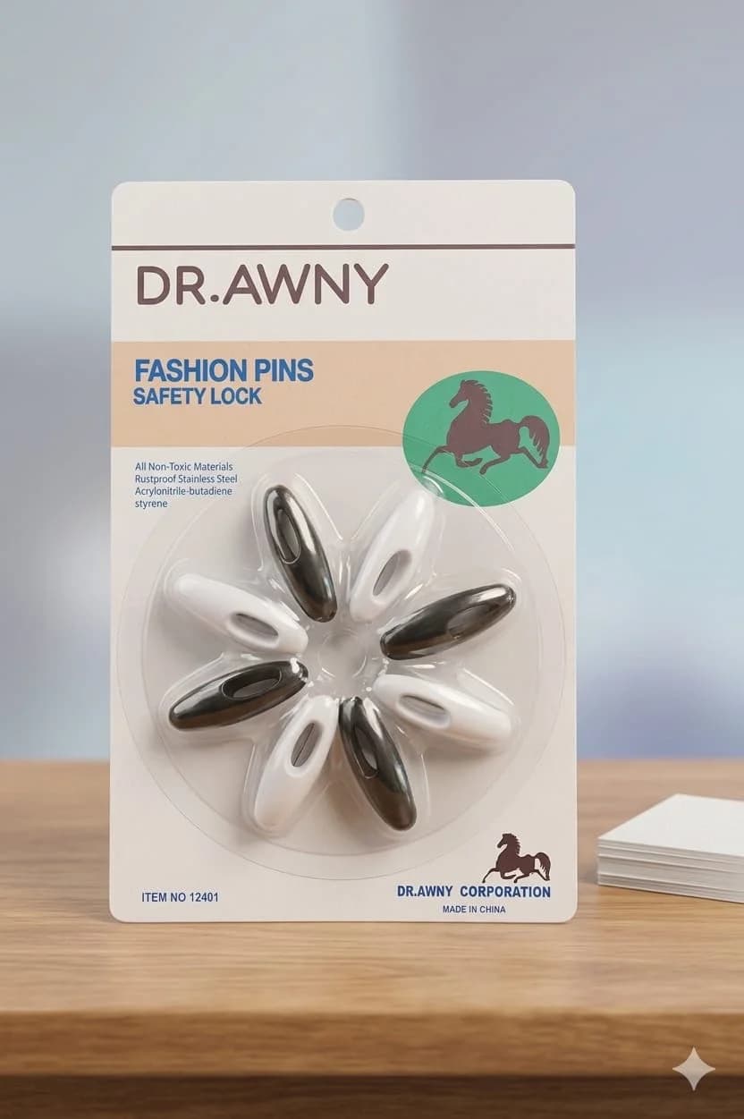 fashion pins 8pcs white/black