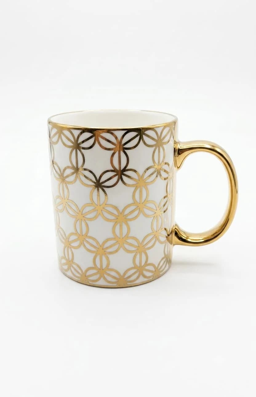 ceramic mug white gold