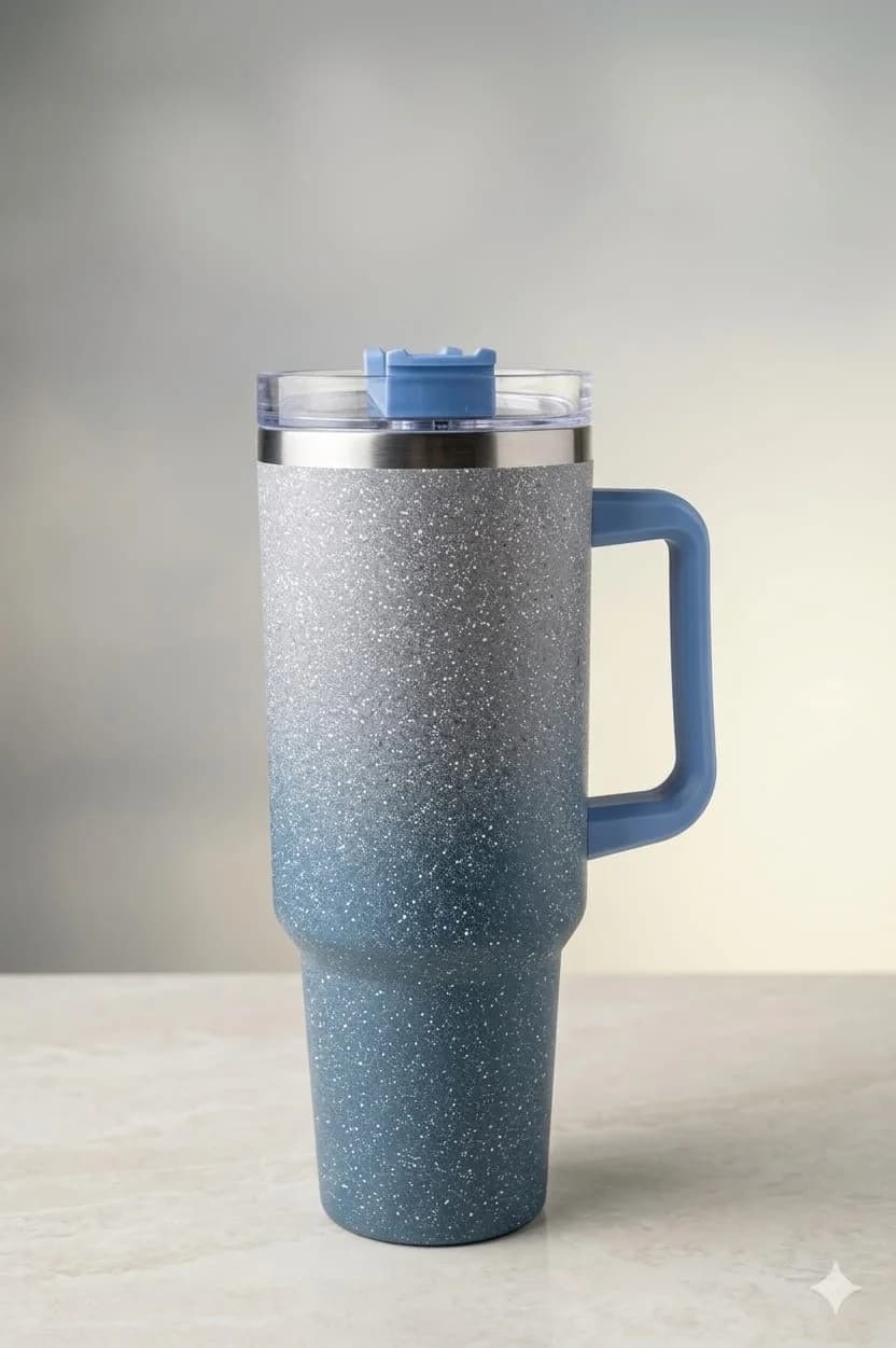 jumbo mug stainless silver blue 40oz