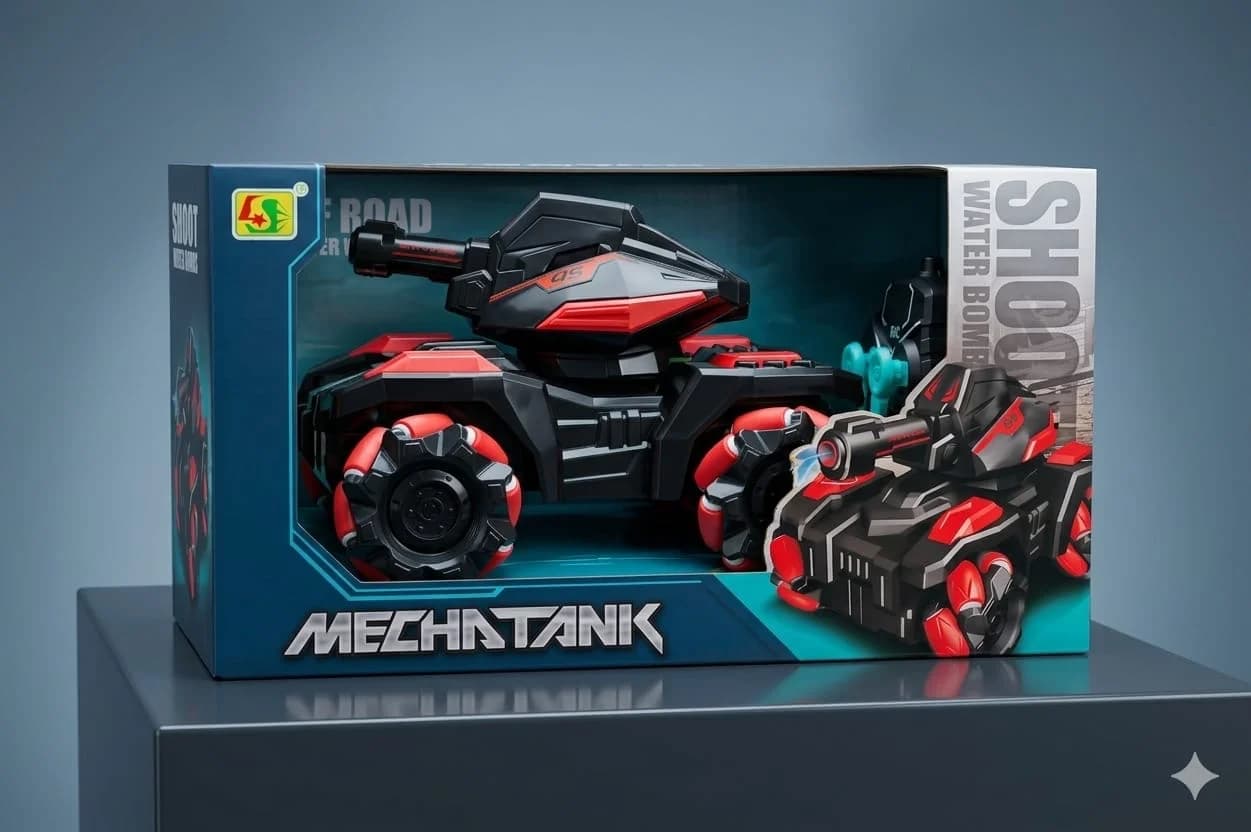 mecha tank shooting water bomb RC black red
